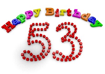 3D-Rendering Happy Birthday with big number