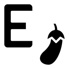 e capital letter alphabet eggplant