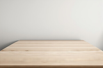 Naklejka premium light colored wood tabletop White background with a table. Generative AI