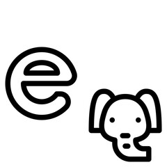 e lowercase elephant letter alphabet