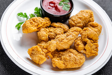 chicken nuggets deep fried poultry meat fast food meal food snack on the table copy space food background rustic top view