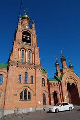 Obraz premium People in Holy Intercession Monastery, Goloseevsky Hermitage, Kyiv, Ukraine