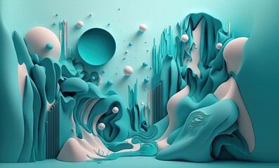 Abstract backdrops in the style of aqua art. Generative AI