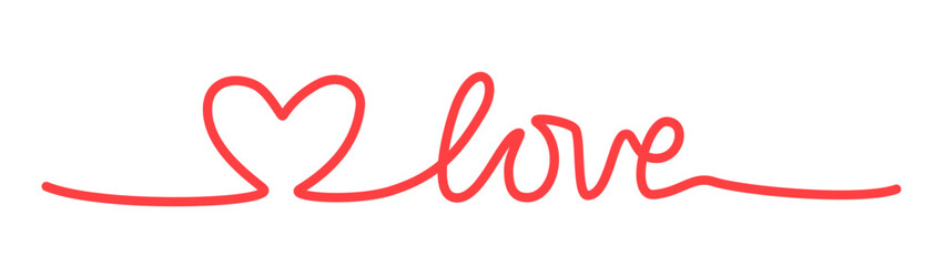 Doodle heart and word LOVE hand written scribble