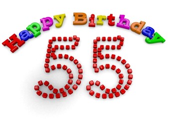 3D-Rendering Happy Birthday with big number