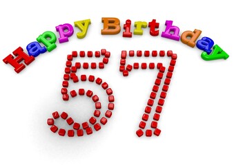 3D-Rendering Happy Birthday with big number