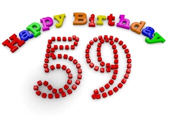 3D-Rendering Happy Birthday with big number