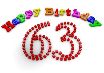 3D-Rendering Happy Birthday with big number