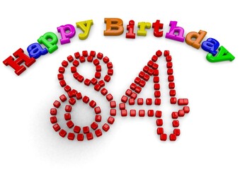 3D-Rendering Happy Birthday with big number