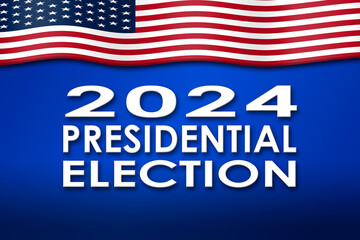 2024 Presidential Election with the USA flag and dark blue background - Illustration