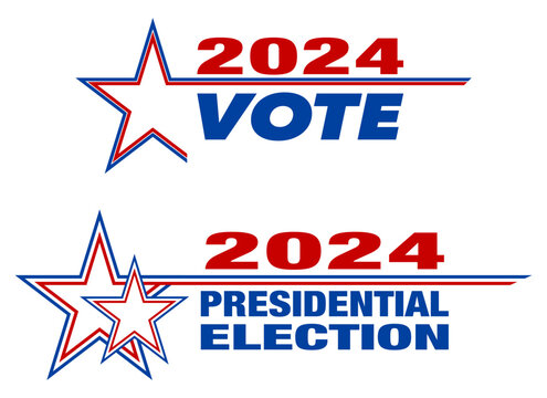 2024 Vote Election with red, white, and blue star - Vector Illustration