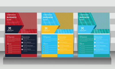 Three color combo flyer. corporate, Creative, Professional and modern business template. cleanly organized corporate template suitable for advertising your business to increase your customer.