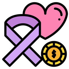 cancer charity ribbon heart donate help