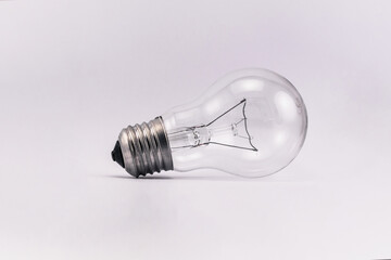Incandescent lamp on a white background with good lighting.