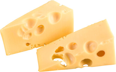 Pieces of Cheese Isolated on White