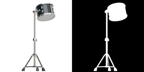 3D rendering illustration of a rack tom drum mounted to a stand