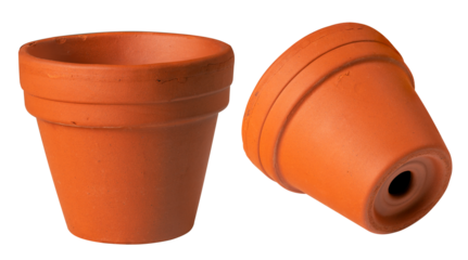 A small clay pot on an isolated background.