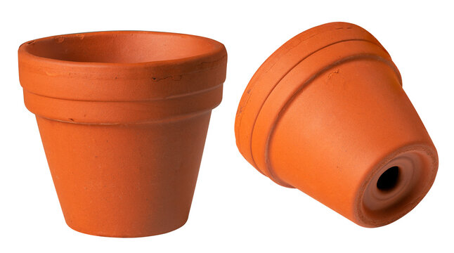 A small clay pot on an isolated background.