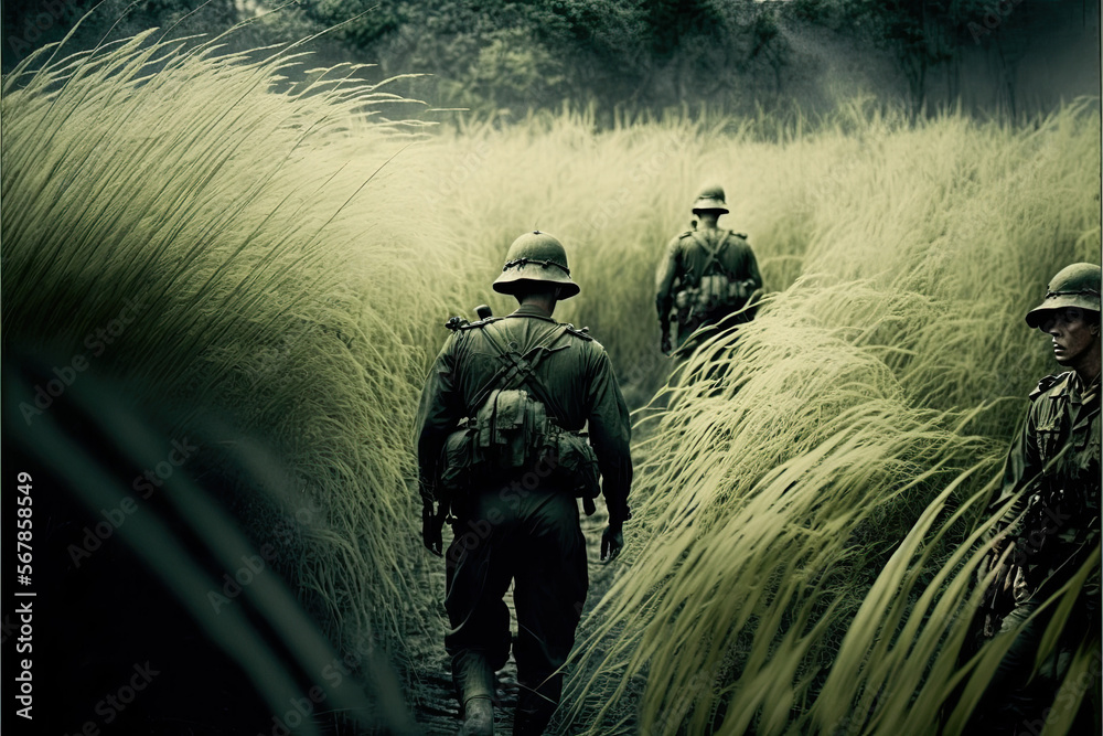 Wall mural Military Wartime Photo Tall Grass -AI Generated 