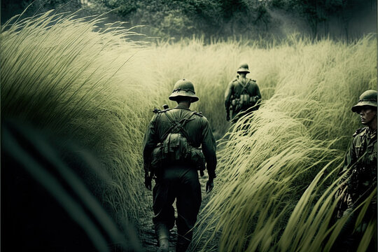 Military Wartime Photo Tall Grass -AI Generated 
