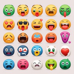 Vector set of Emoji. Emoji Android. Android emoticon pack. Editorial material phone icon facial expressions smart smiley happy, sad, worried, afraid, hurt, love, hate, wish ,Generativ AI 