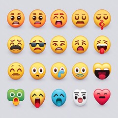 Vector set of Emoji. Emoji IOS. IOS emoticon pack. Editorial material phone icon facial expressions smart smiley happy, sad, worried, afraid, hurt, love, hate, wish ,Generativ AI