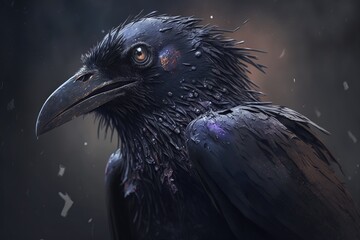 Fototapeta premium Mad raven, concept of Mysticism and Unpredictability, created with Generative AI technology