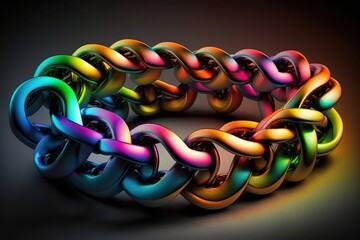 Rainbow coloured chain, concept of Vibrant Pattern and Colorful Links, created with Generative AI technology