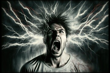 Ringing nerves, concept of Anxiety and Nervousness, created with Generative AI technology