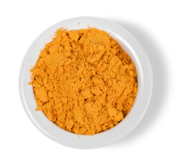 Asian colorful spices in white ceramic plate