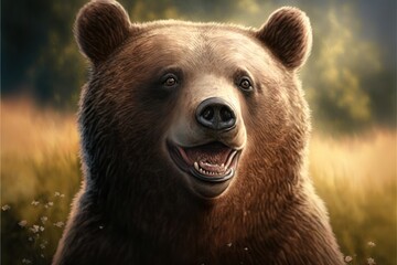 Smiling bear, concept of Friendly and Cuddly, created with Generative AI technology