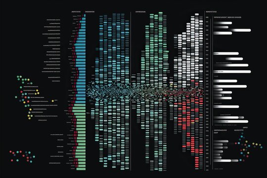 Visualization of the gene expression data from a genome-wide association study, concept of Data Analysis and Statistical Analysis, created with Generative AI technology