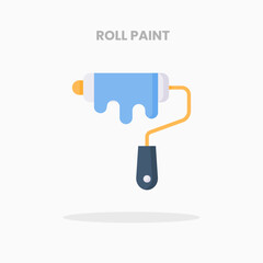 Roll Paint icon flat. Vector illustration on white background. Can used for web, app, digital product, presentation, UI and many more.