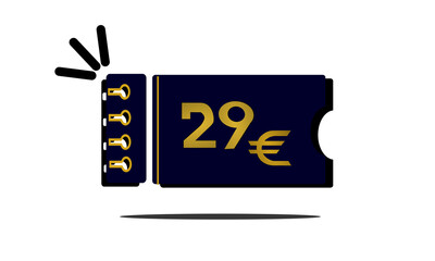29 euro,twenty nine euro golden number on blue coupon
