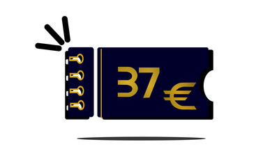 37 euro,thirty seven euro golden number on blue coupon