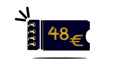 48 euro,forty eight euro golden number on blue coupon