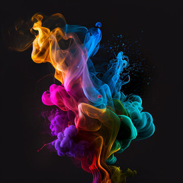 Color Smoke On Black Background. Illustration