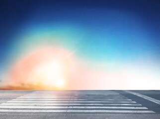 Empty floor road and sky background