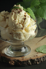 Ice cream scoops in an ice cream bowl
