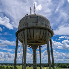 aerial photo of a water tower being built