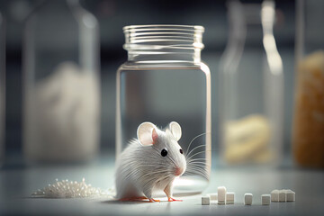 Tierversuche im Labor mit einer süßen Maus - Generative Ai
