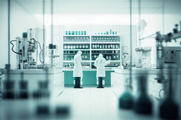 Mikrobiologen in steriler Kleidung forschen in einem modernen Labor - Generative Ai