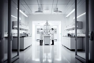 Mikrobiologen in steriler Kleidung forschen in einem modernen Labor - Generative Ai