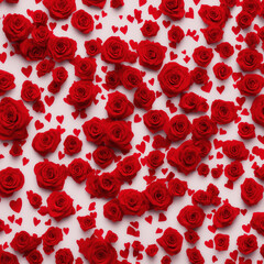 Valentine's Day Retro Background Textures - Retro Love Story: Red Hearts & Roses Background Textures