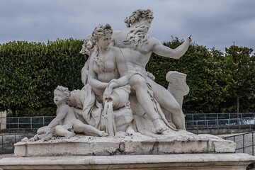 Fototapeta premium The ancient Sculpture in Paris Jardin des Tuileries (Tuileries garden). Garden was created by Catherine de Medici in 1564. Paris, France.