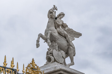 The ancient Sculpture in Paris Jardin des Tuileries (Tuileries garden). Garden was created by Catherine de Medici in 1564. Paris, France.