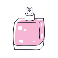 Pink perfume spray bottle or isolated vector illustration