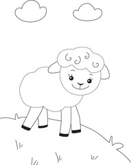 Connect The Dots and Draw Cute Cartoon lamb. Educational Game for Kids. vector illustration.