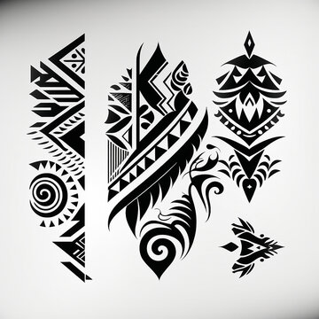 tribal pattern tattoo vector art design,tattoo tribal, sketch art design isolated on white background