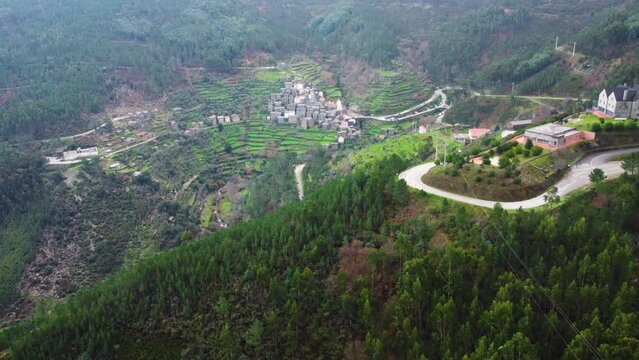 Aerial shot of Piodao the picturesque little village in Portugal.